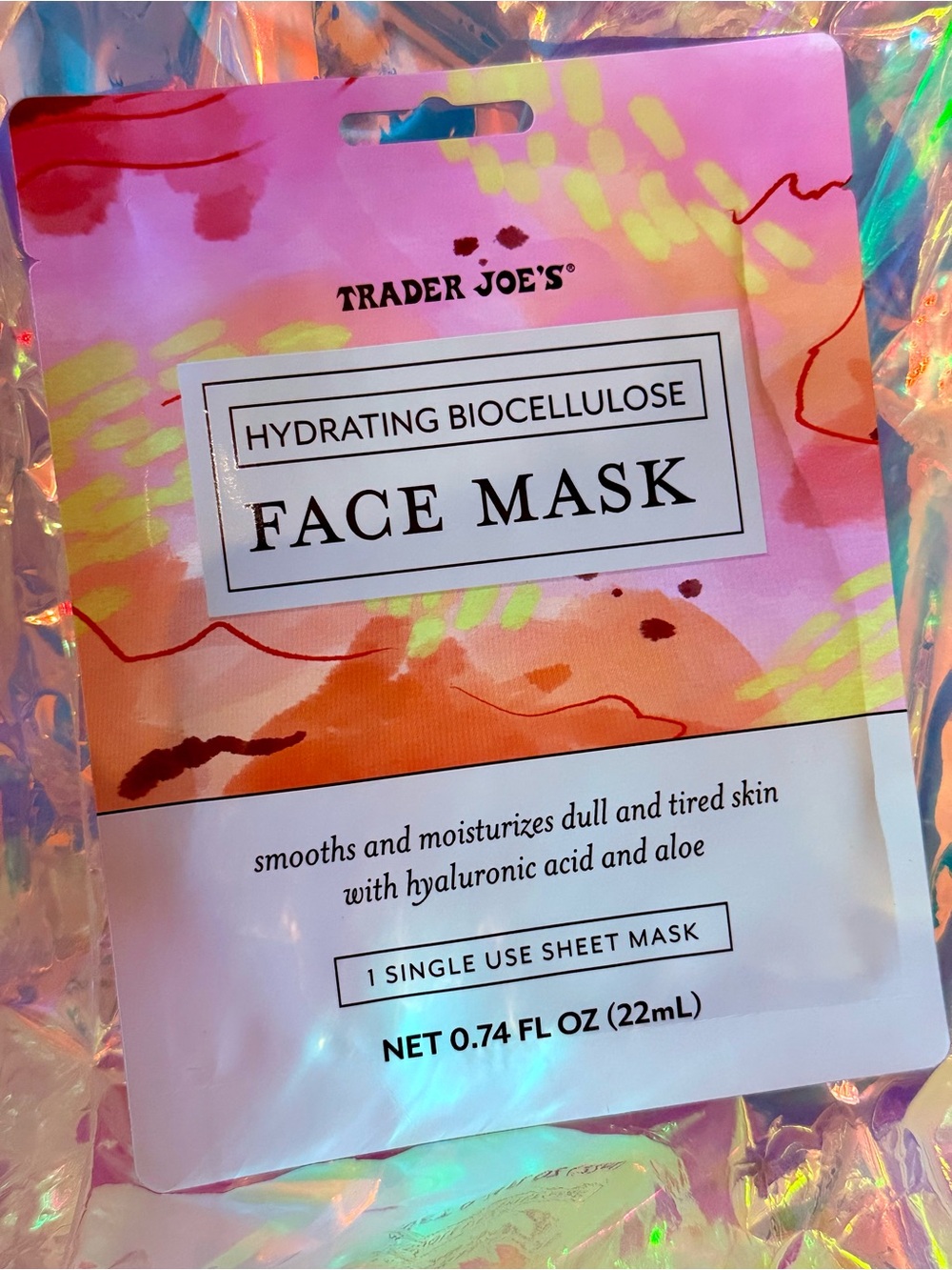 TRADER JOE’S Hydrating Biocellulose Face Mask with Hyaluronic Acid & Aloe!